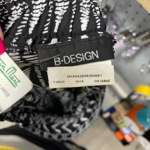 B Design pants women's large slacks soft wide legged pull on black graphic print - Picture 6 of 13